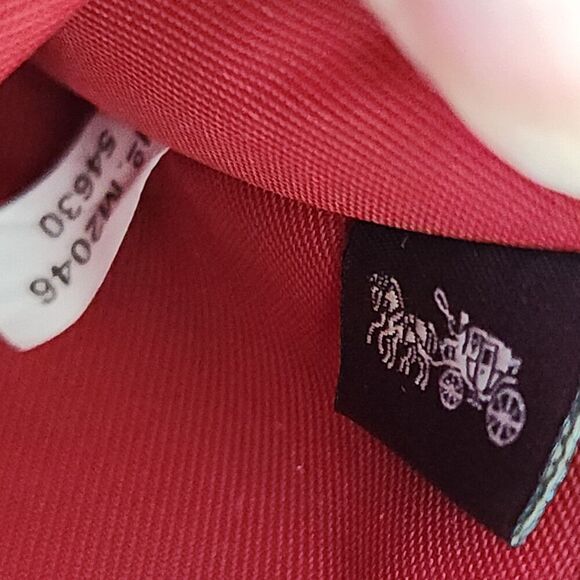 Coach Long Accordion Zip Around Wallet In Signature Canvas With Maroon Accent - Picture 4 of 10